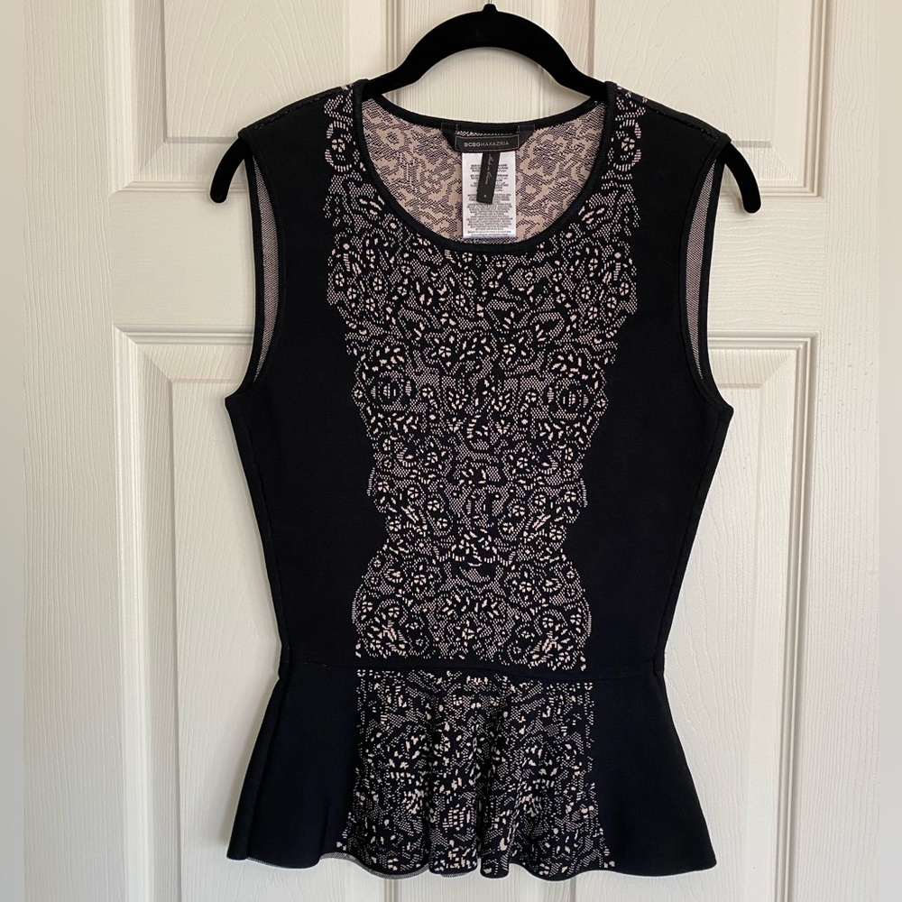 BCBG Black Peplum Top